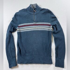 Vintage EDDIE BAUER Quarter Zip 100% Cotton Sweater – Blue, Size S